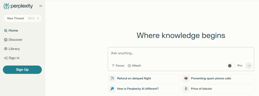 Perplexity AI's Search Interface 